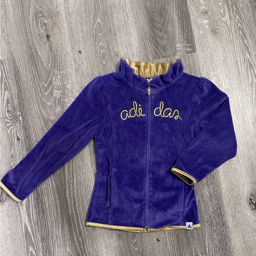 Adidas Purple and Gold velvet Jacket 6x